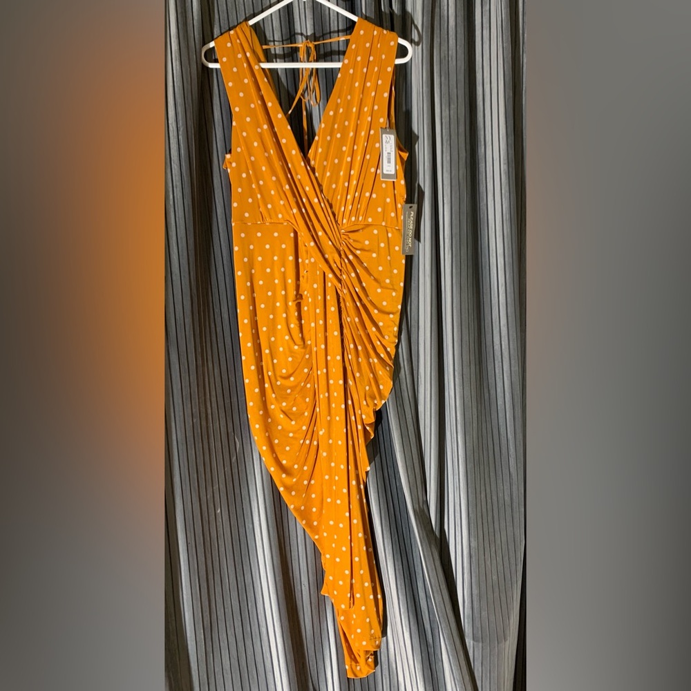 Eva Mendes for New York & Company Orange Polka Dot Dress